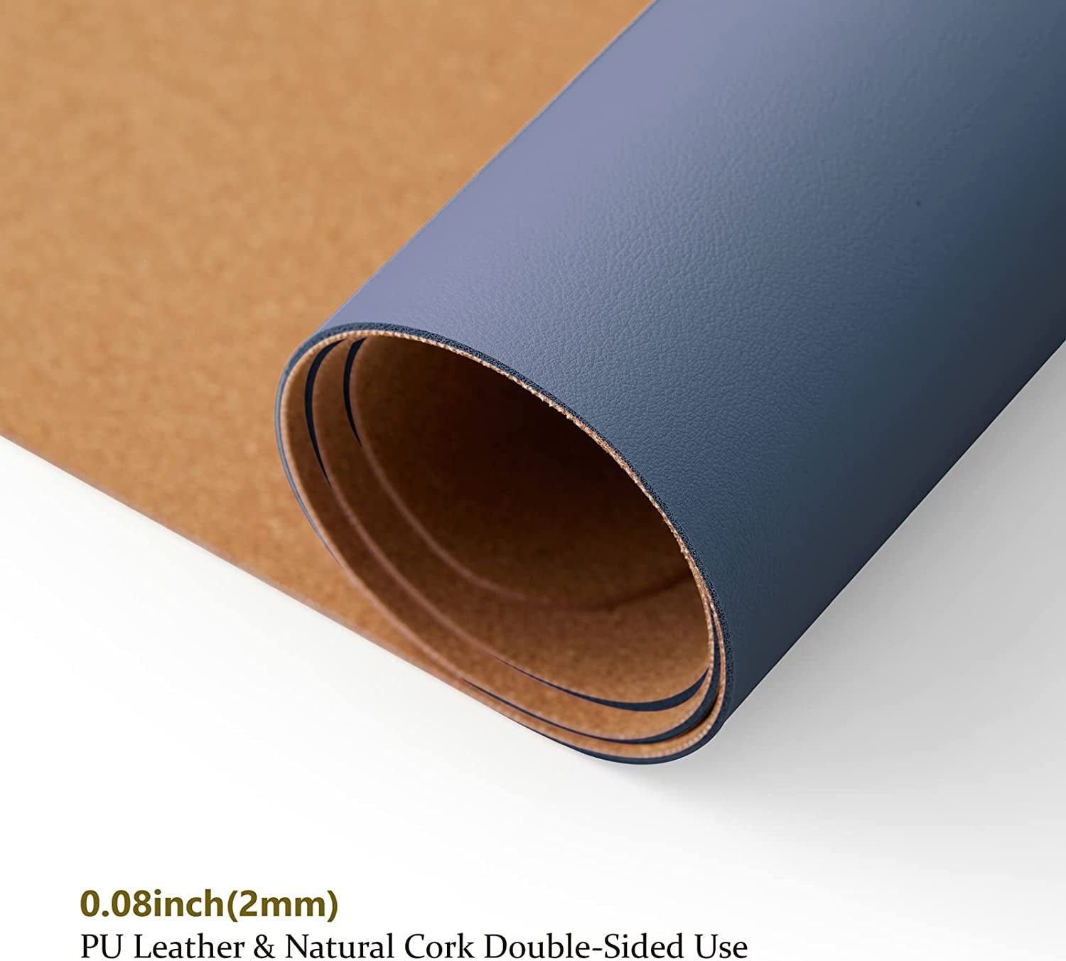 Cork Desk Mat - Dual-Sided Desk Pad for Office and Home - Desk Organization and Accessories - Ideal for Large Mouse Pad and Desk Mats on Top of Desks(Dark Blue,36"X 17")