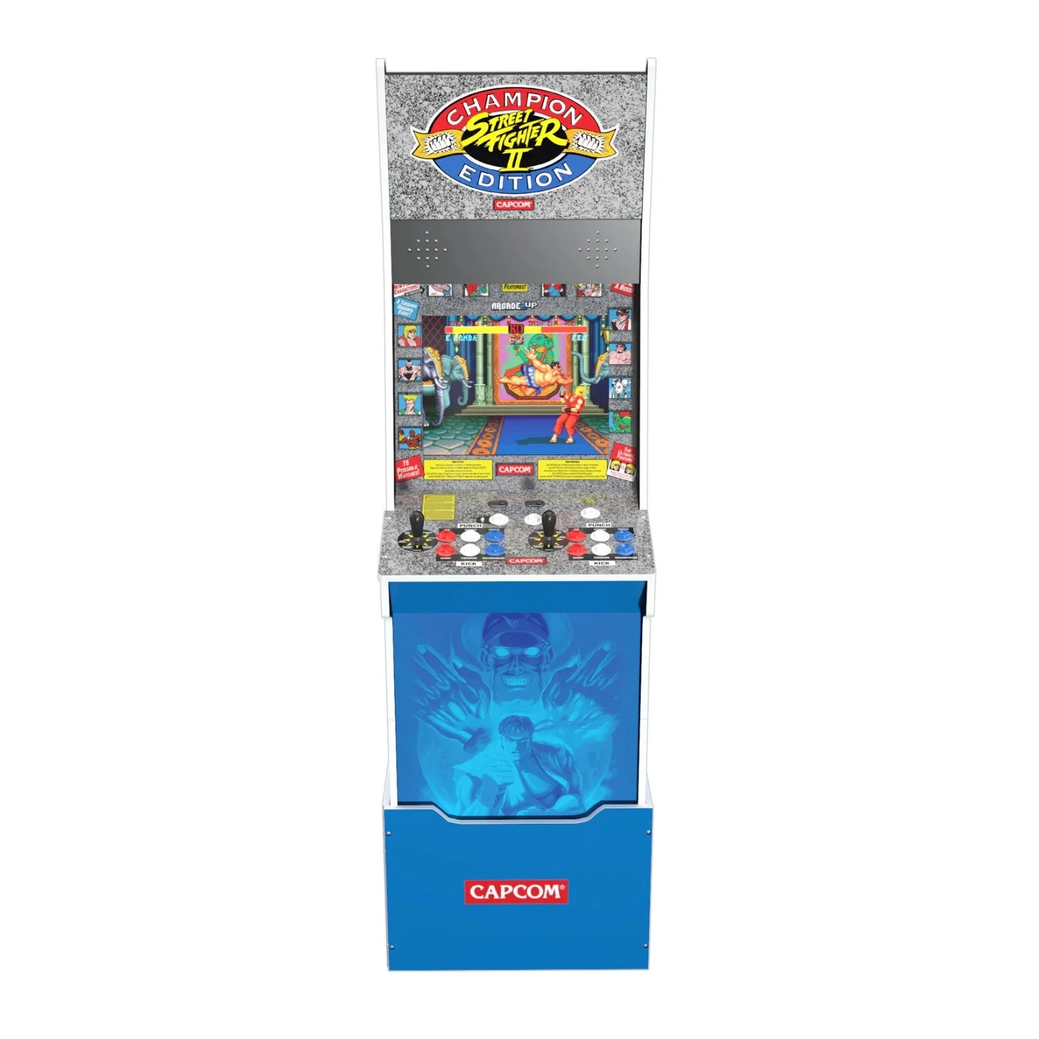 Street Fighter II Big Blue Arcade Machine with Riser and Stool Bundle, Teen & Adult