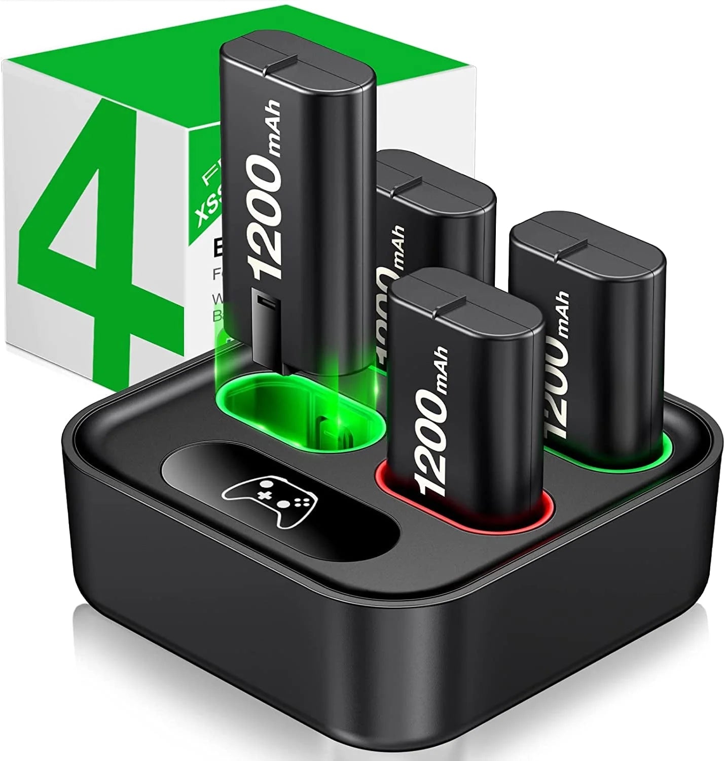 Xbox Controller Battery Pack and Charger,4 X 1200 Mah(2800Mwh) Xbox Rechargeable Battery Packs for Xbox Series X|S/Xbox One/Elite X/S Controller, Xbox Accessories