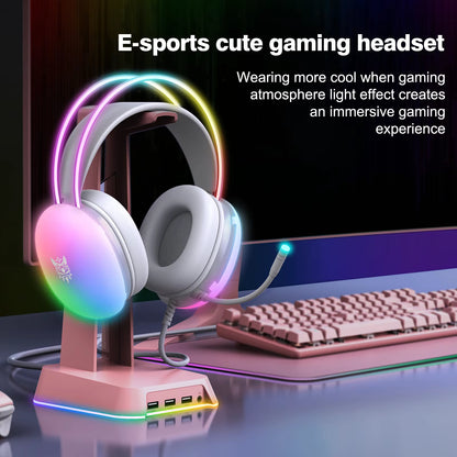 Gaming Headset Esports Package New FULL RGB Light Design Headphones with Mic Headphone for PC Gamer