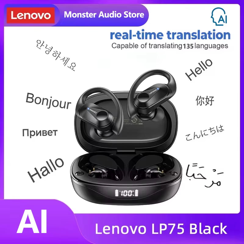 Original  LP75 TWS Bluetooth V5.3 Headphones Wireless LED Digital Display Earphones Noise Reduction Waterproof Headset New