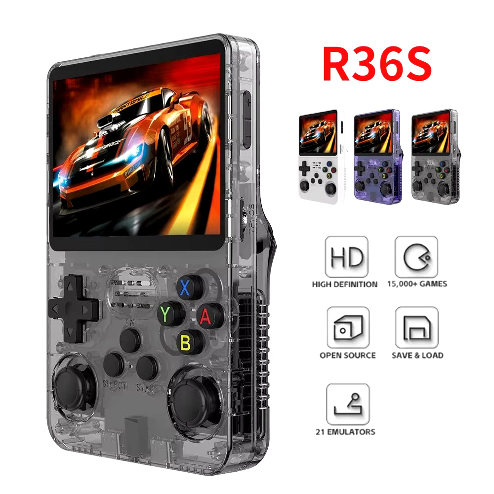 Open Source R36S Retro Handheld Video Game Console Linux System 3.5 Inch IPS Screen Portable Pocket Video Player R35S 64G Games