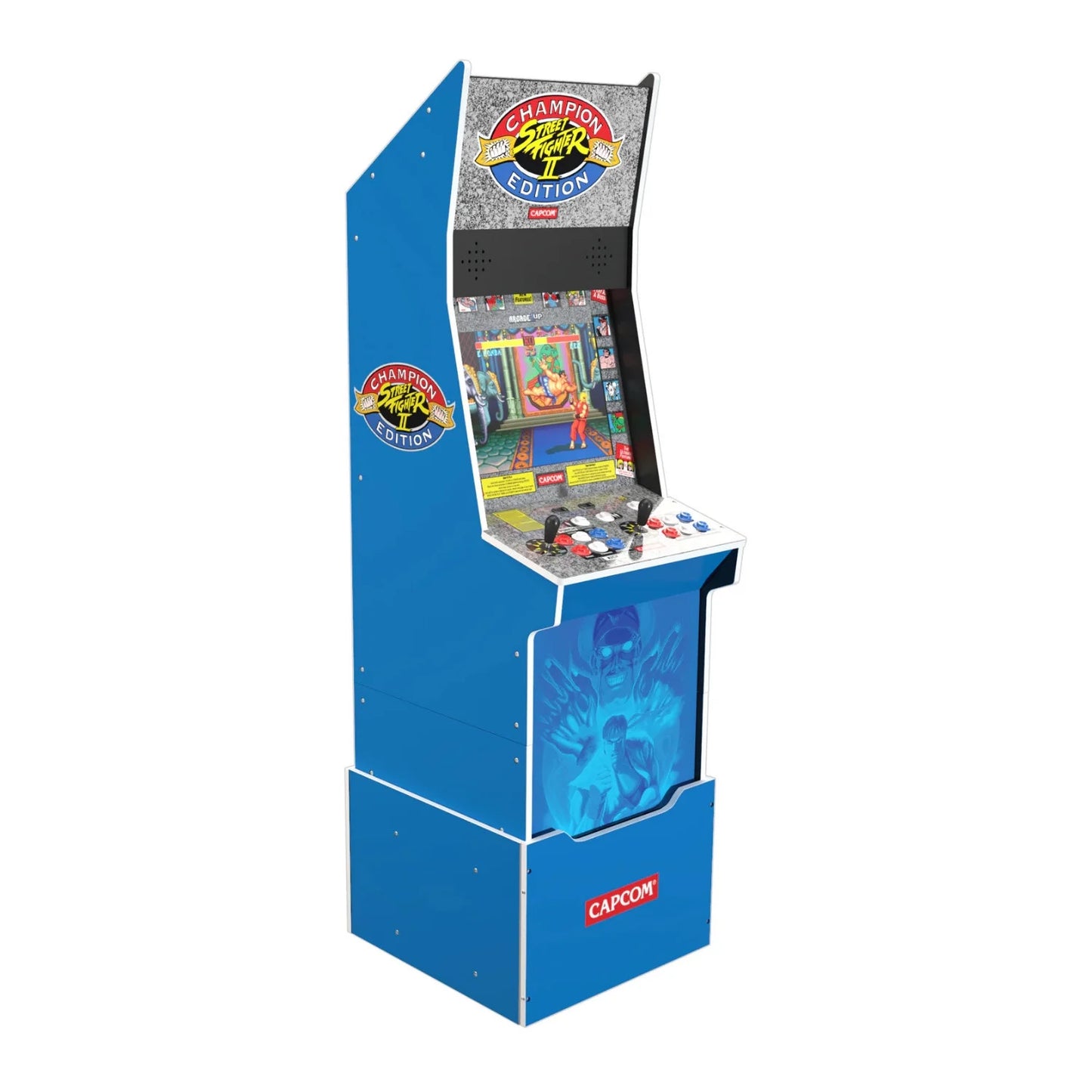 Street Fighter II Big Blue Arcade Machine with Riser and Stool Bundle, Teen & Adult