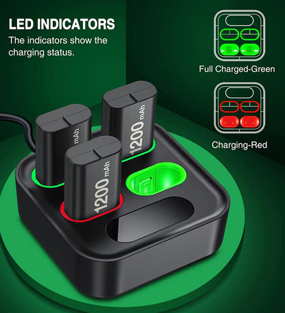 Xbox Controller Battery Pack and Charger,4 X 1200 Mah(2800Mwh) Xbox Rechargeable Battery Packs for Xbox Series X|S/Xbox One/Elite X/S Controller, Xbox Accessories